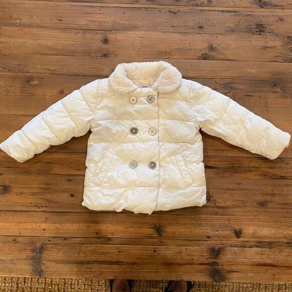 Old Navy Puffer Pea Coat Cream Size 4T - Picture 8 of 8